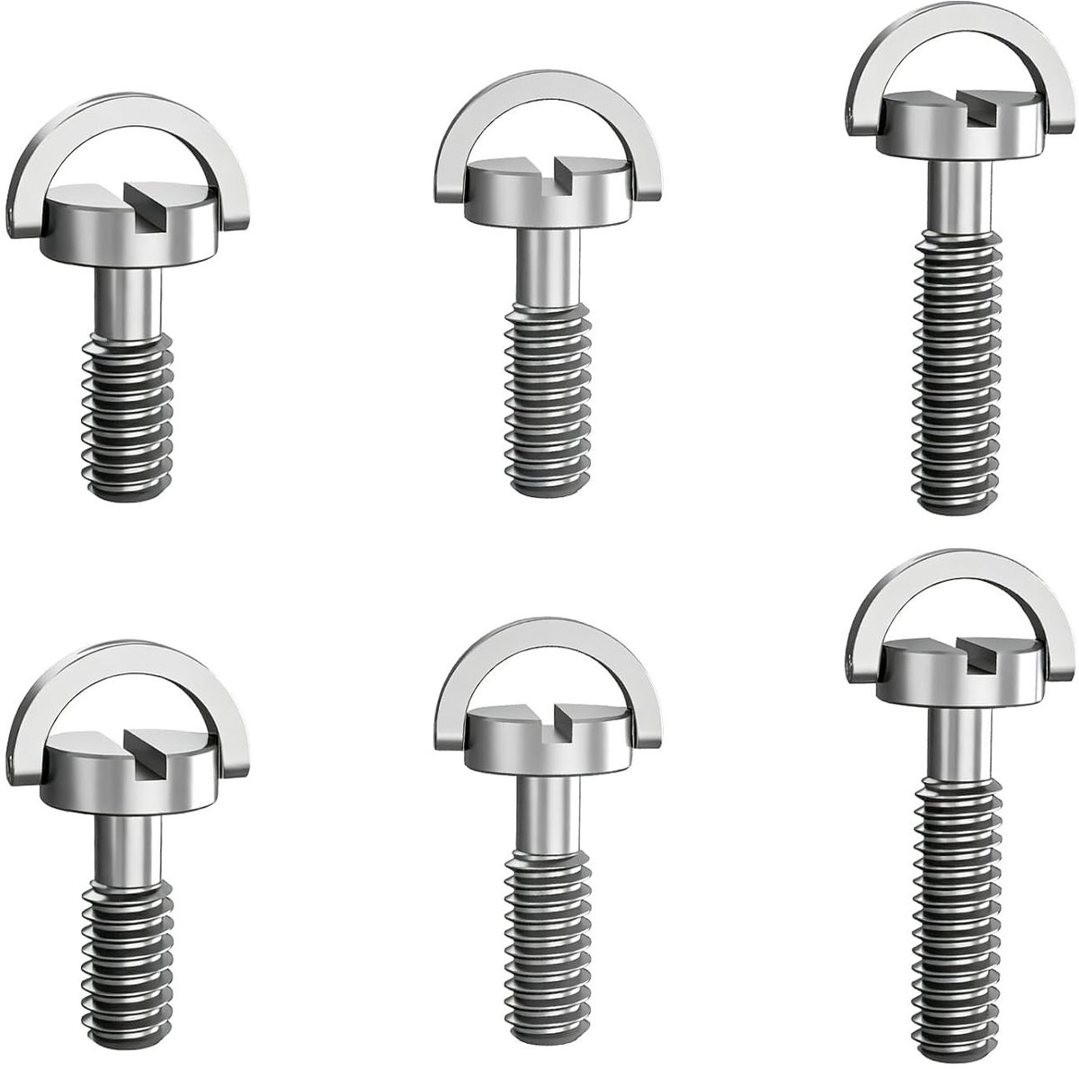 6 stuks roestvrijstalen D-ring schroeven voor camera's, monopods en statieven, 1/4 inch bevestigingsschroeven voor snelwisselplaten en accessoires