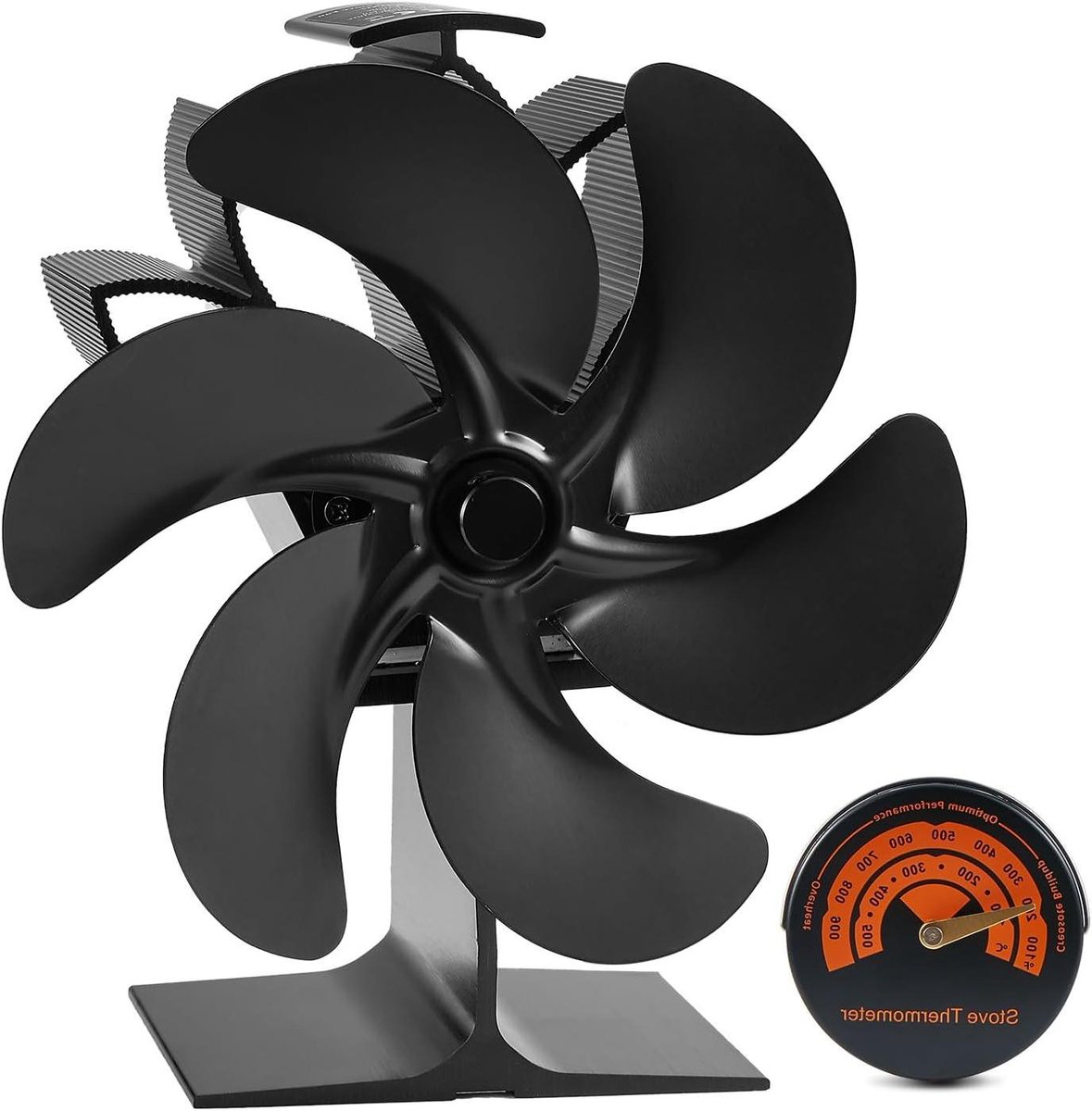 Haard Ventilator - Oven Fan - Warmte Verspreiden - Zes Bladen - 34 x 15 x 26 cm - Zwart