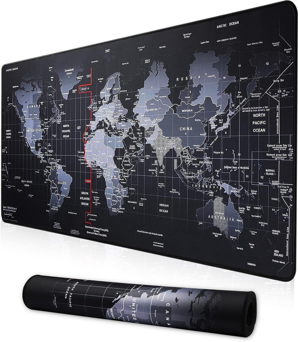 SnelShoppen - XXL Professionele Gaming Muismat 900x400mm Landkaart, Grote Muismat voor FPS Spellen, Ideale Ondergrond voor Toetsenbord en Muis, Anti-s