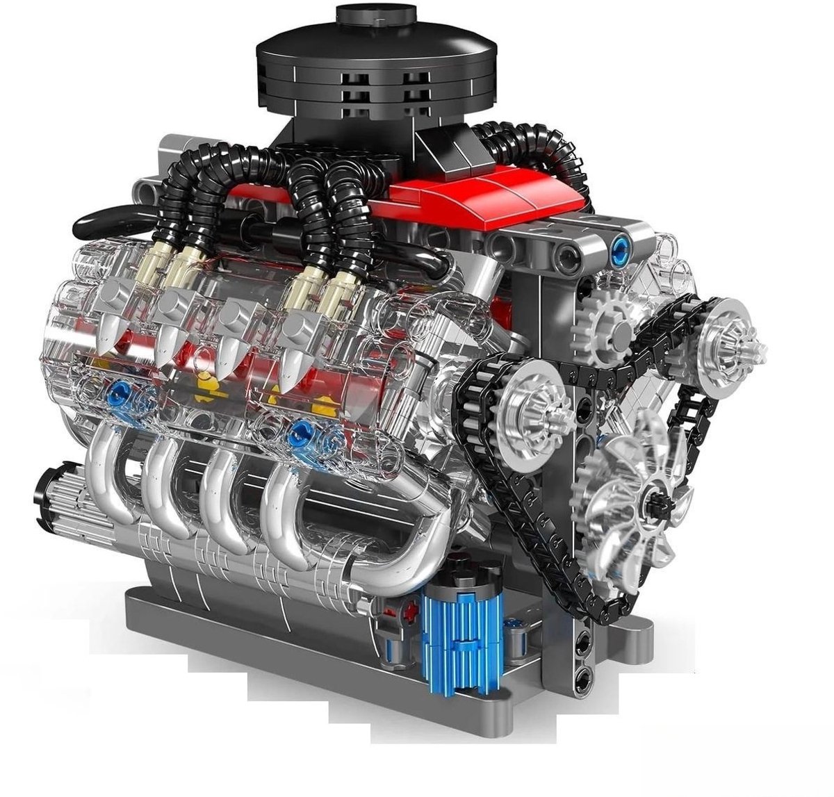 Mould King 10171 Icons Technic V8 formule 1 motor | F1 speed champions modelbouw | Creator classic bouwpakket compatibel met lego | Technische speelgoed ideas voor expert volwassenen & kinderen | Bouwdoos met 535 bouwstenen — afbeelding 8