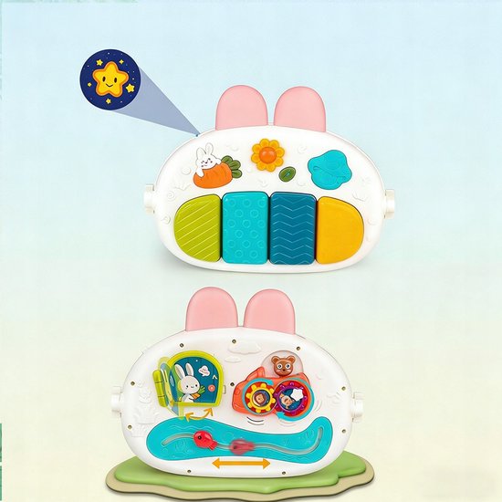 Speelmat Baby - Kruipmat met boog - 2-in-1 - 5 Speeltjes - Voetpiano - Sterrenprojectie - 180° Draaibaar - Baby Fitnessmat - Voor 0-12 Maanden - Educatief Cadeau — afbeelding 5