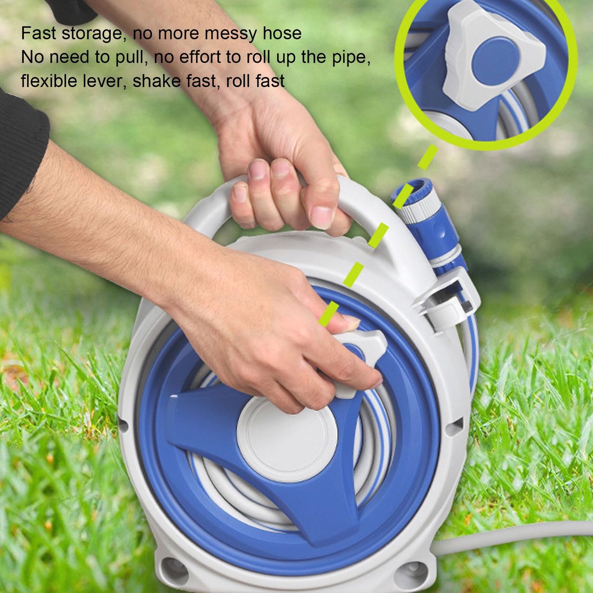 SnelShoppen - Intrekbare Tuinslanghaspel met 15m Handheld Zonwerende Slang, Automatisch Opwinden, Muur Bevestigde Waterslang voor Tuinbewatering en Bu
