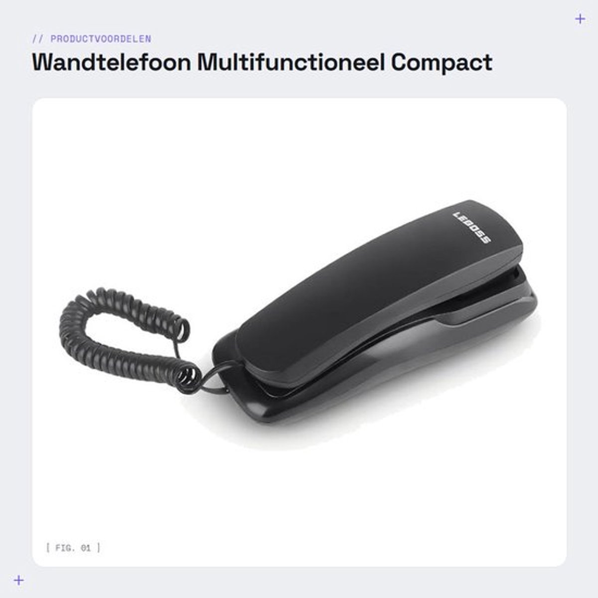 Wandtelefoon met flitsfunctie - Wandgemonteerde Telefoon - Plug-and-play - Telefoonbasis - Telefoonkabel - Compacte afmetingen 180x60x60 mm - Vaste Telefoon
