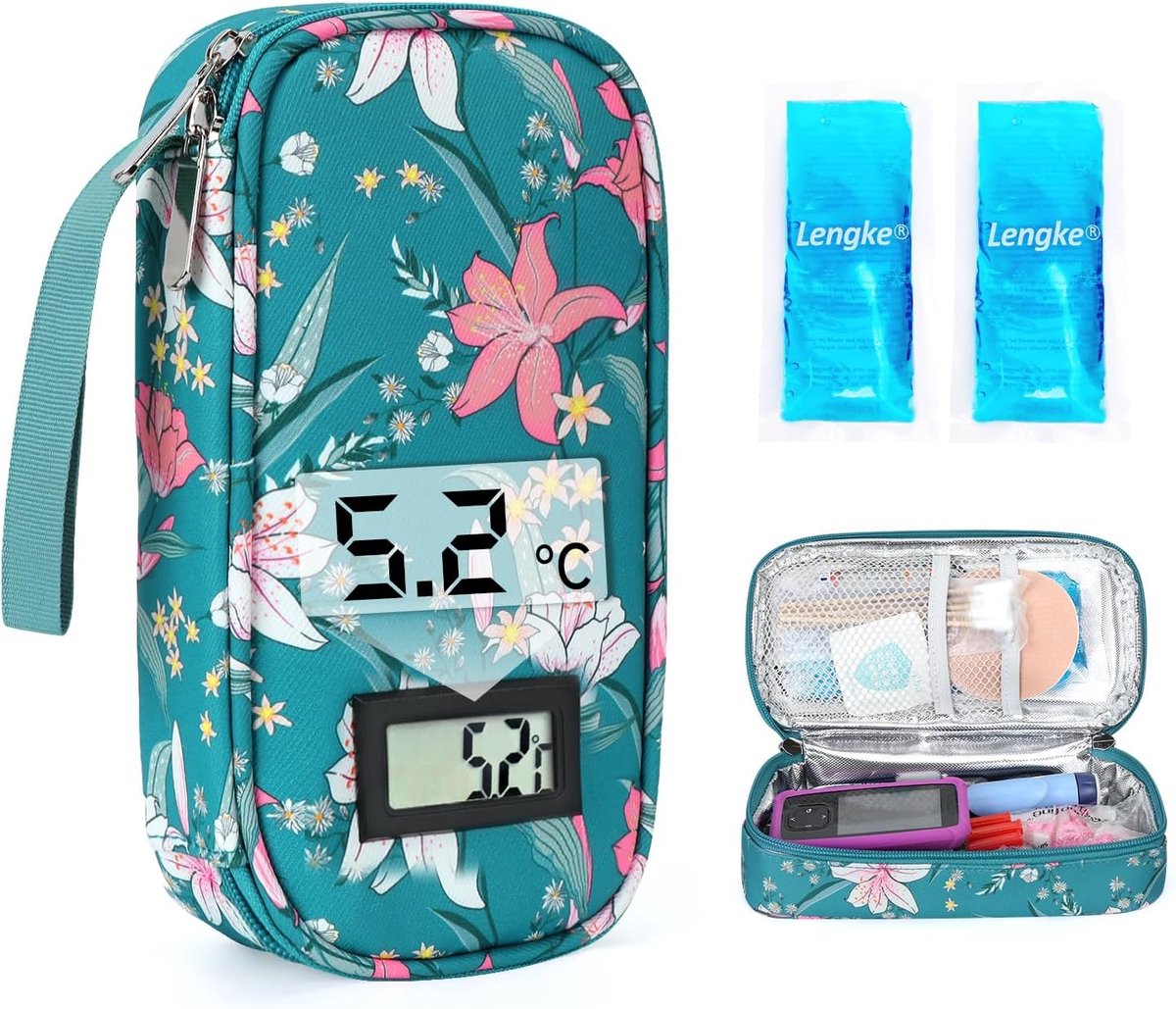 SnelShoppen - Insuline Koeltas Reiskoffer met 2 Koelaccu's, Injectie Case voor Diabetische Voorzieningen, Geïsoleerd, Oxford Stof, Compact, Geschikt v
