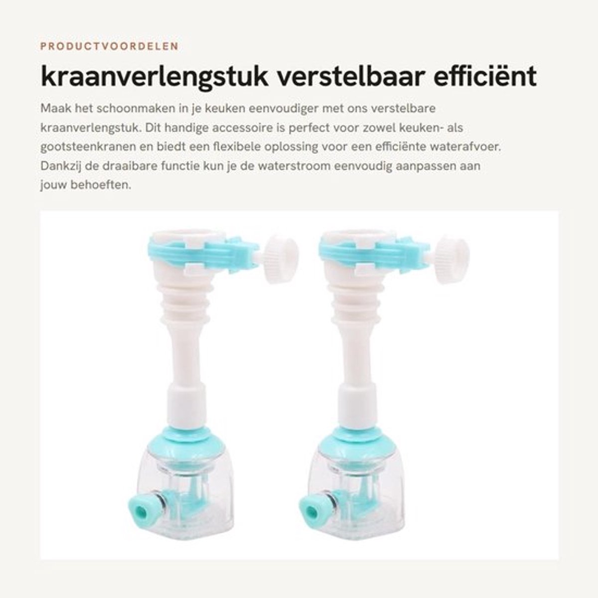 Kraanverlengstuk Verstelbaar 12,5 cm - 2 Stuks - PVC - Waterafvoer - Ronde Uitloop 15-23 mm - Duurzaam en Corrosiebestendig - Kraanslang