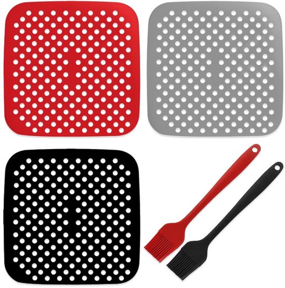 Siliconen Bakgereedschap Set - 3 Stuks Siliconen Bakmat - 2 Stuks Siliconen Olieborstels - Hittebestendig - Milieuvriendelijk - Makkelijk te Reinigen