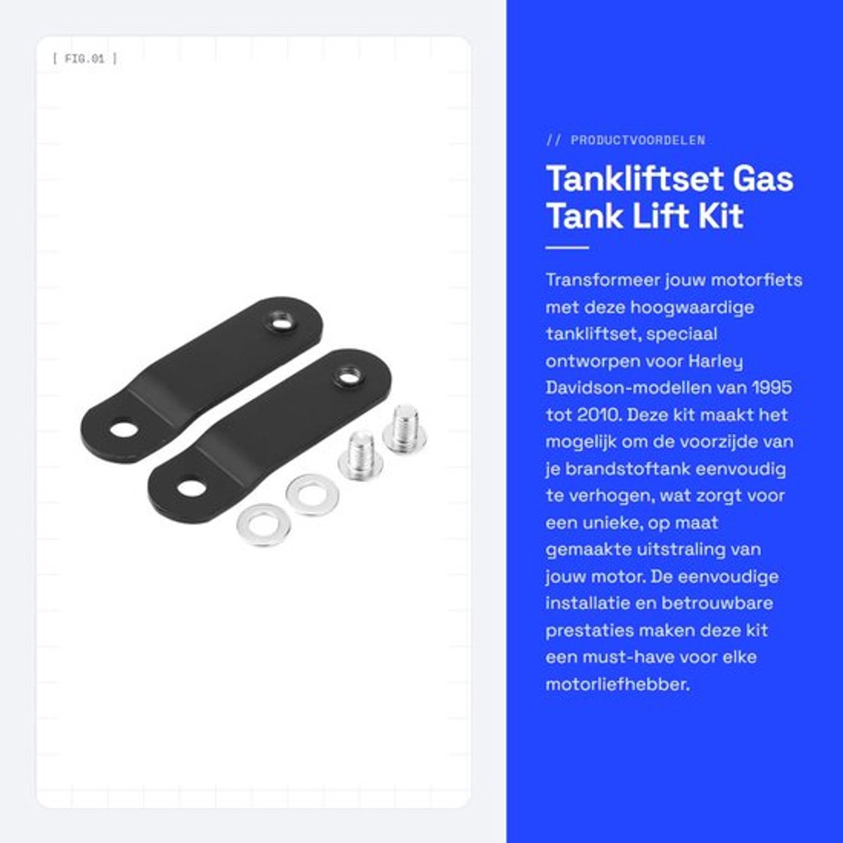 Tanklift Hoogwaardige Gas Tankliftset - Voortank 2,56 inch - Roestvrij Staal - XL 1995-2010 - Eenvoudig te Bevestigen - Duurzaam en Betrouwbaar - Tankverhoger