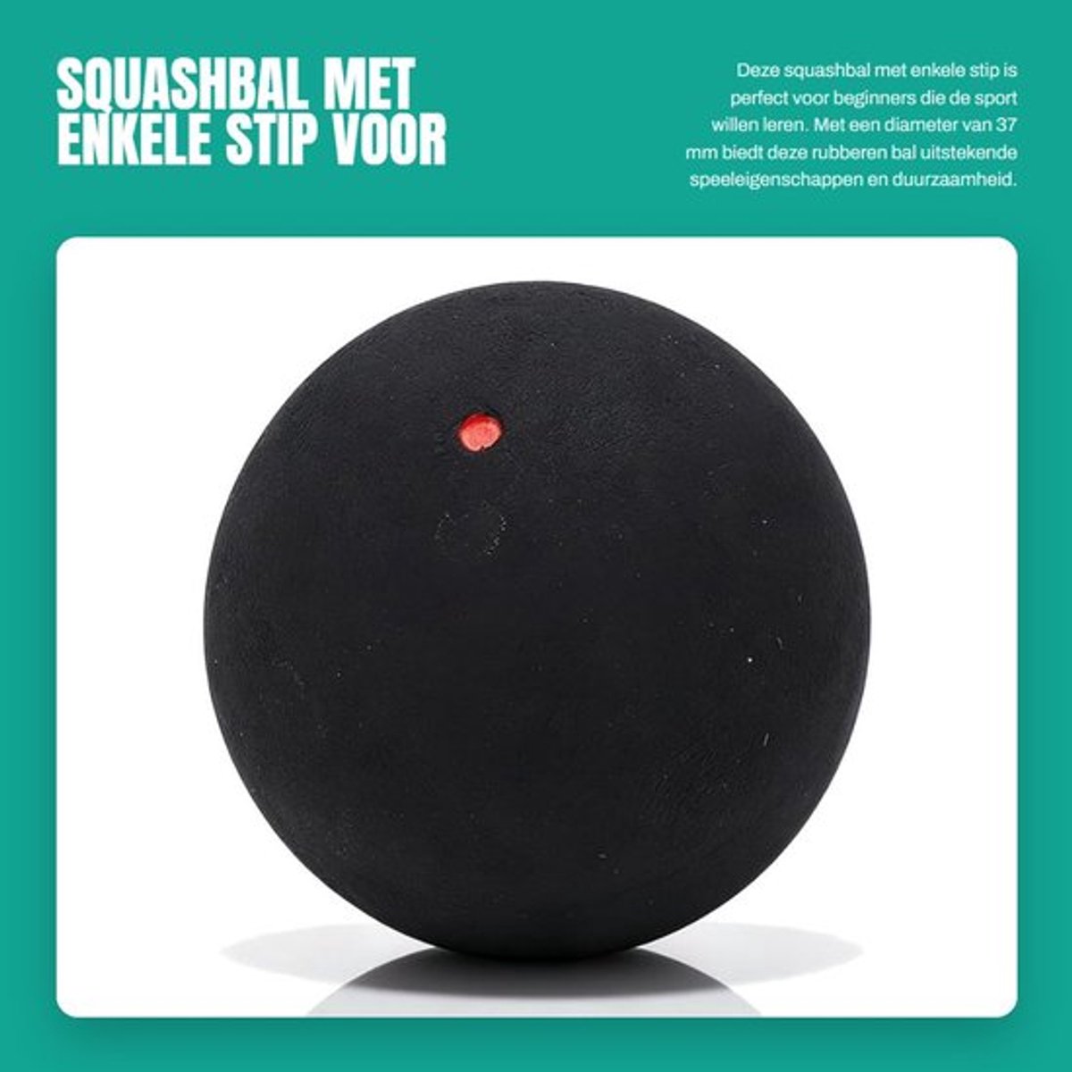 Squashbal 37 mm - Rubber - Wedstrijdtraining - Beginners - Antislip - Schokbestendig - Rubberen Squashbal