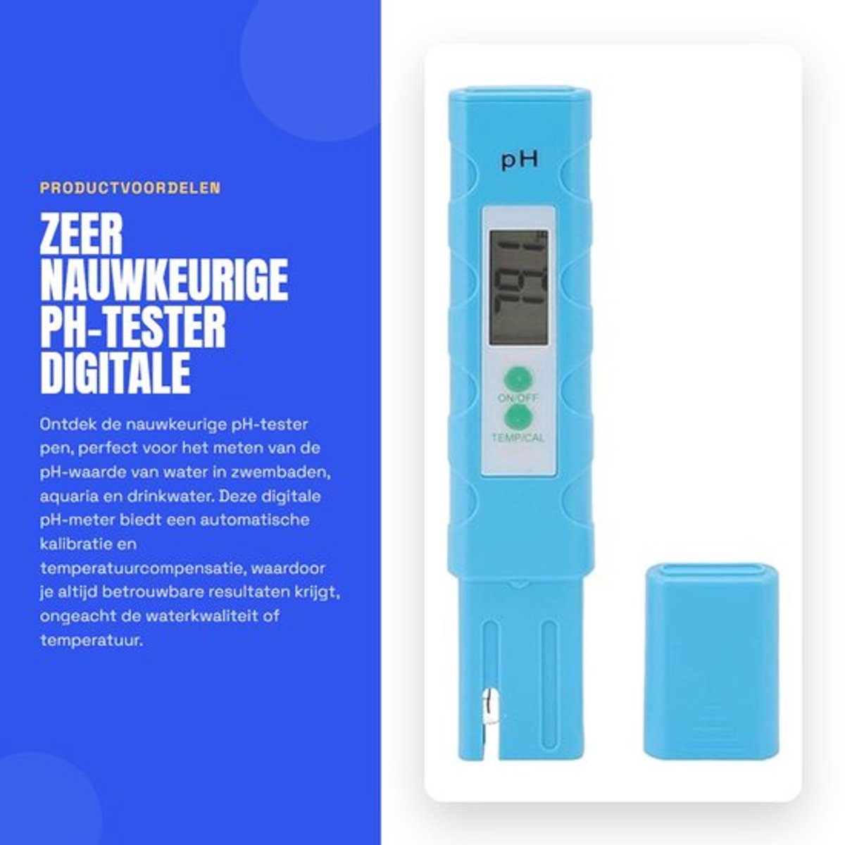 Zeer Nauwkeurige PH-tester - Digitale PH-meter - Automatische kalibratie - Zakformaat - Voor zwembad en aquarium - Ideaal voor huishoudel...