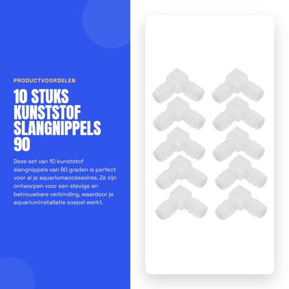 Slangnippel 90 Graden - Kunststof Slangaansluiting - Verloopstuk - Verbindingsstuk - Hoekstuk - 10 Stuks - Transparant