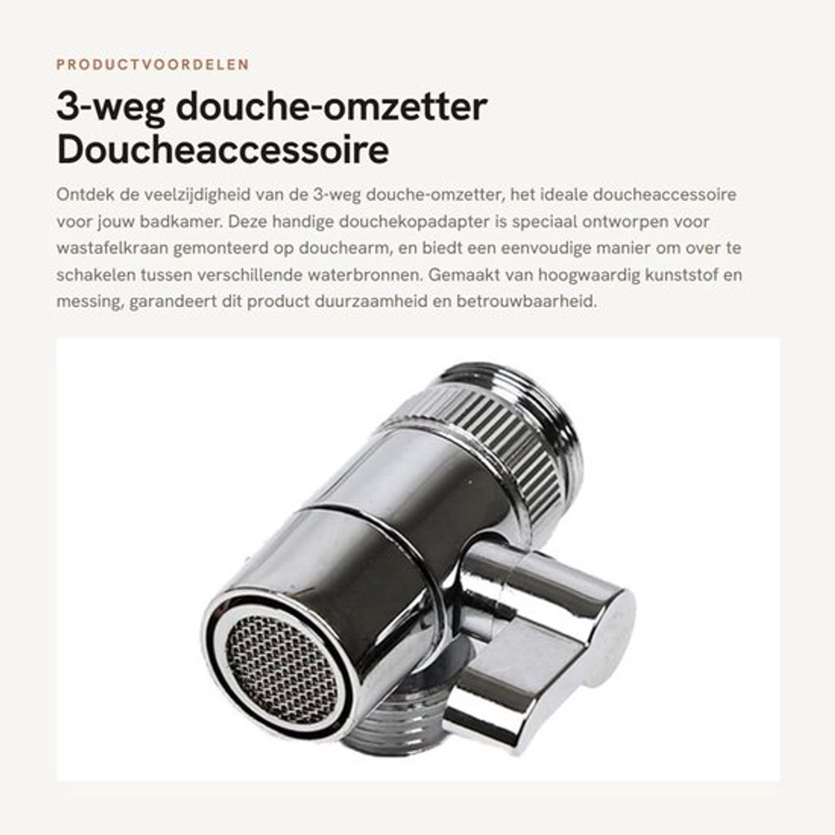 3-weg douche-omzetter - Doucheaccessoire - Kunststof - Douchekopadapter - Badkraan omvormer - Geschikt voor wastafelkraan