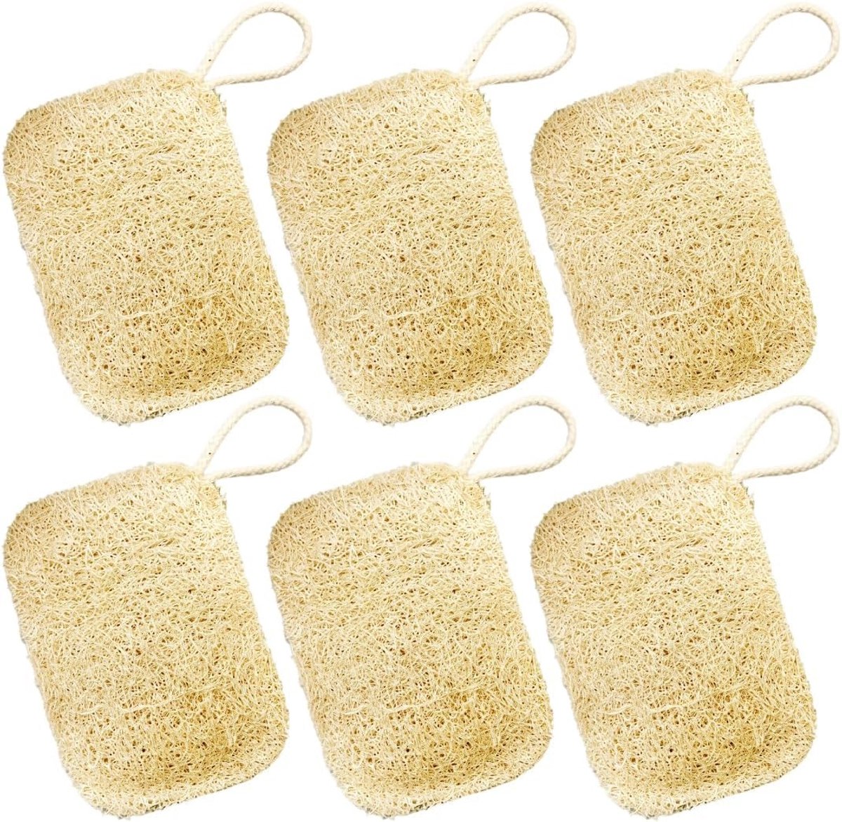 Set van 6 vierkante natuurlijke sponzen voor zeepbakje, douche en badkamer, ideaal voor keuken en werkblad (7 × 10 cm)