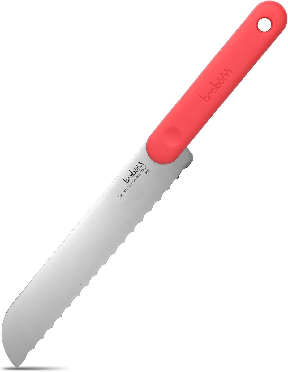SnelShoppen - Serrated Broodmes 20 cm - Japanse RVS Snijblad - Comfortabele Antislip Handgreep - Ideaal voor Keuken, Feest en Camping