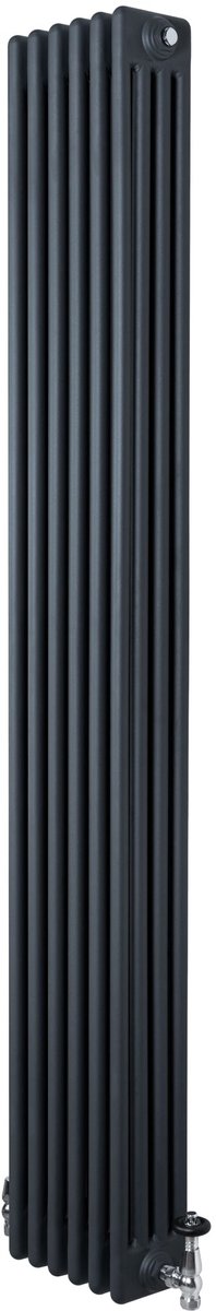 4-kolomsradiator - grijs - 1800x290 mm - thermostaatkraan