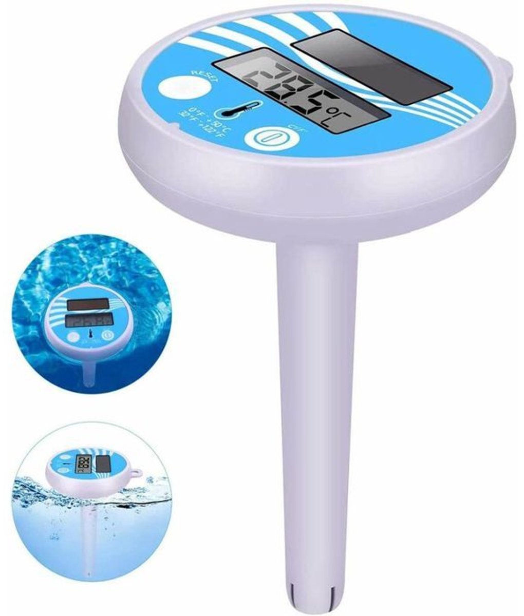 Drijvende digitale zwembadthermometer op zonne-energie - Elektronische zwembadthermometer - Drijvende thermometer op zonne-energie - met LCD-display