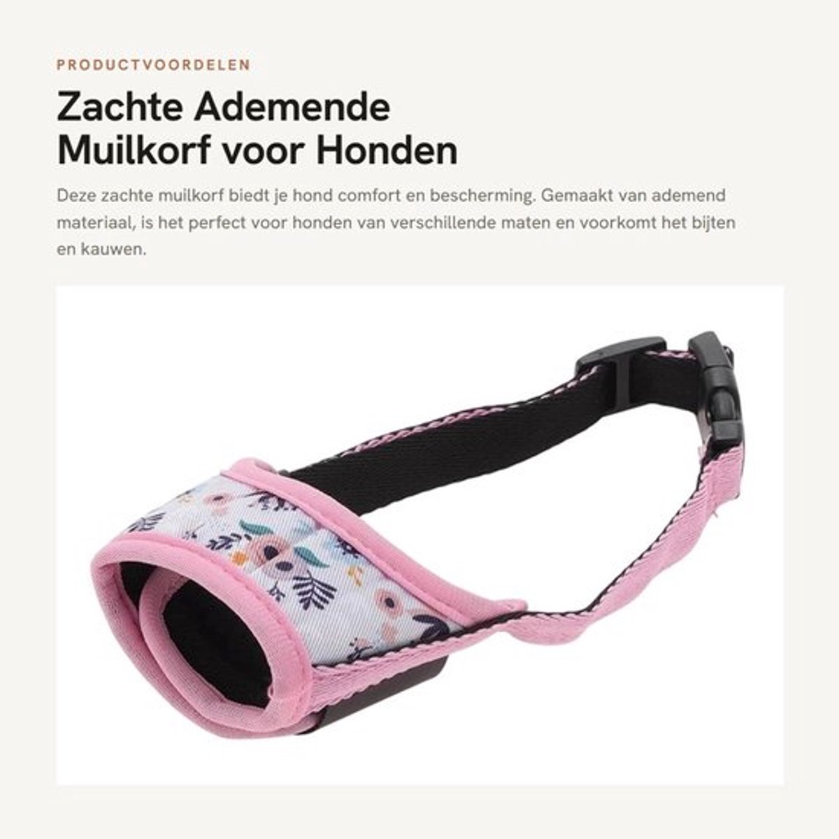 Hondenmuilkorf Zacht - Ademend - Verstelbare Riem - Voor Kleine/Middelgrote/Grote Honden - Voorkomt Bijten/Kauwen - Hoogwaardig Materiaal - Muilkorf