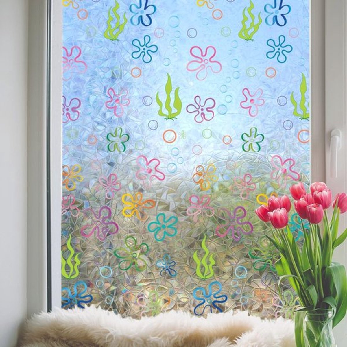 Raamfolie Glas in Lood - Decoratief Vinyl - Statisch - 98% Privacybescherming - 40 x 101,6