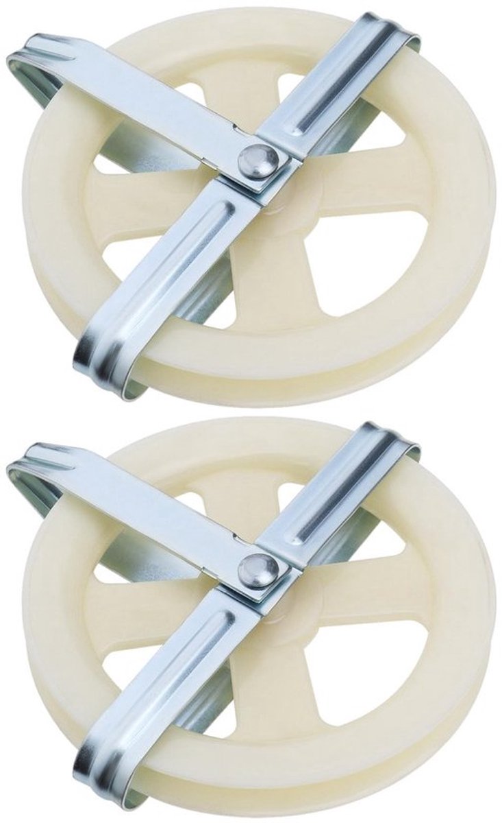 Waslijn Katrol 15,5 cm - 2x Waslijn Uittrekbaar - Duurzaam Impactplastic - Ondersteuning voor Touw tot 3/8" - Eenvoudig te Installeren - Wit
