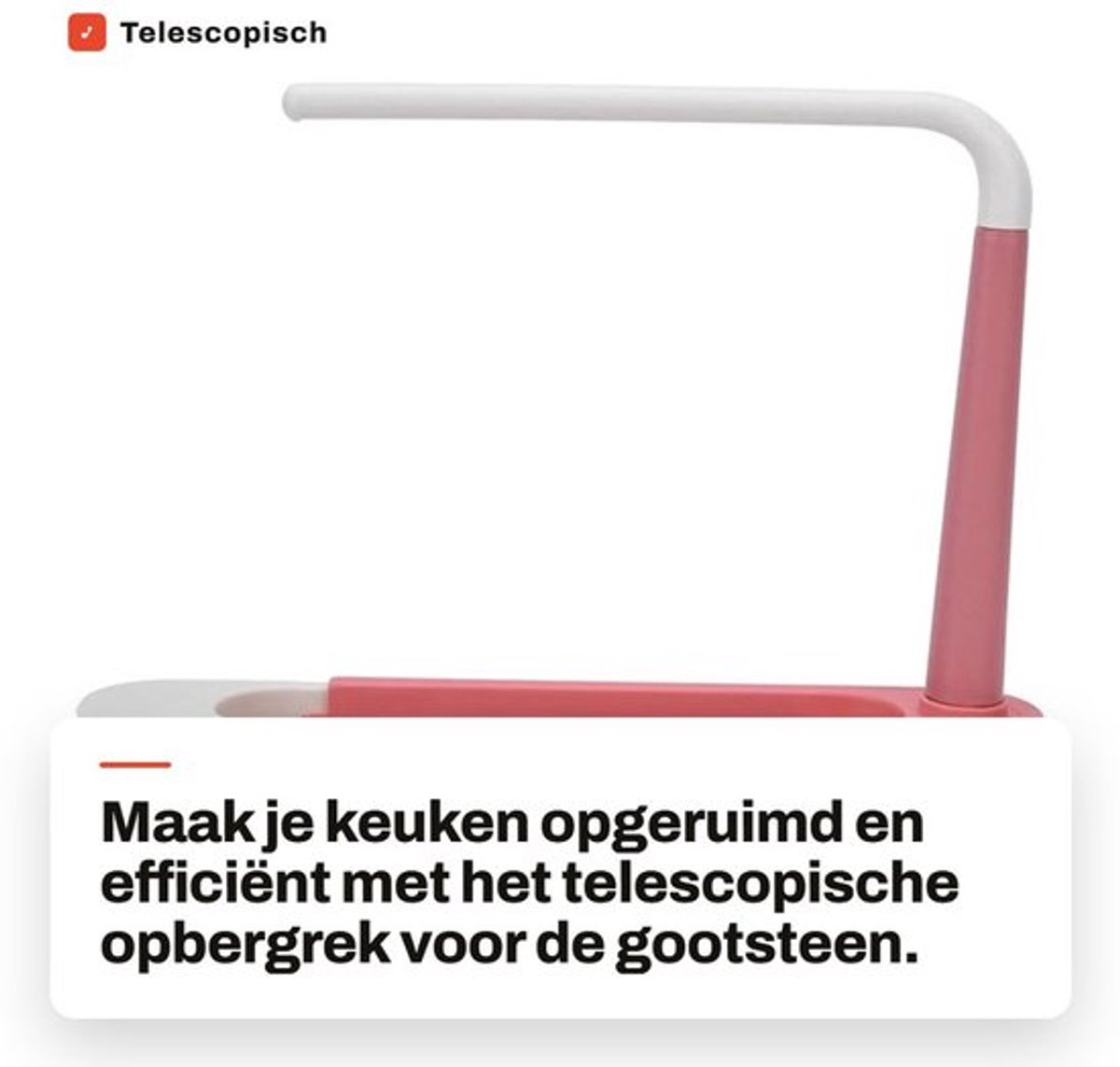 Opbergrek Telescopisch - Gootsteenorganizer Grote Capaciteit - Verstelbaar - Eenvoudige Installatie - Stabiel PP-Materiaal - Geschikt voor Diverse Gootsteenafmetingen