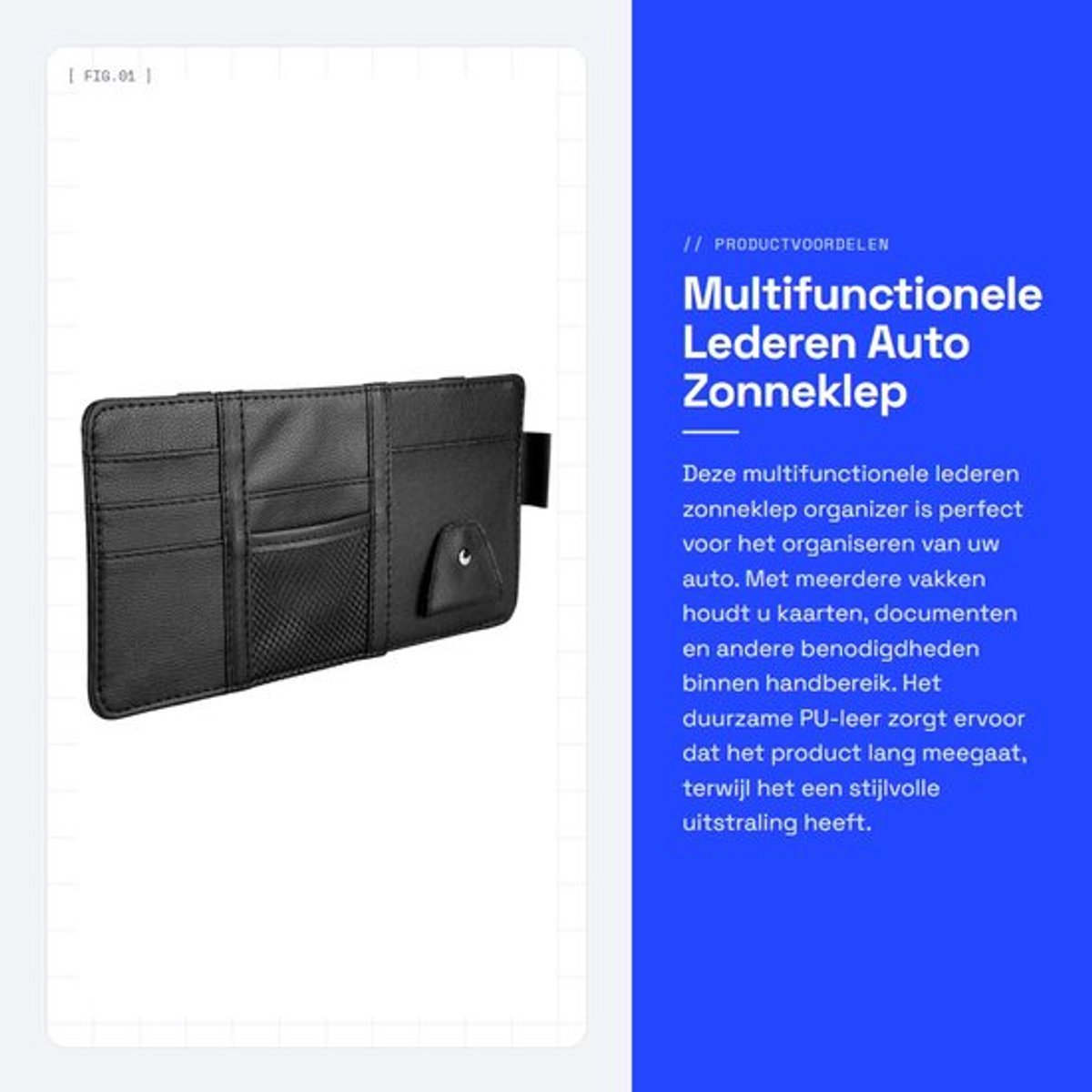 Zonneklep Organizer - Multifunctioneel - PU-leer - Auto Organizer - Documenthouder - Zwart - 15x29 cm