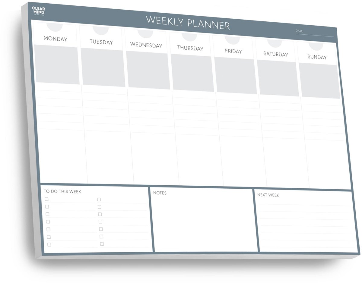 SnelShoppen - Wekplanner bureauonderlegger A4 - 52 ongedateerde vellen - 120 g/m² papier - Verhoog uw productiviteit en organisatie - Perfect voor kan