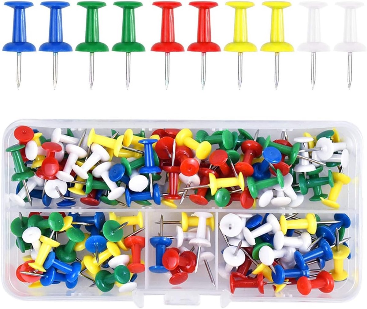 Multicolored Duimspijkers - 100 Stuks Plastic Punten voor Thuis, Kantoor en Creatieve Projecten