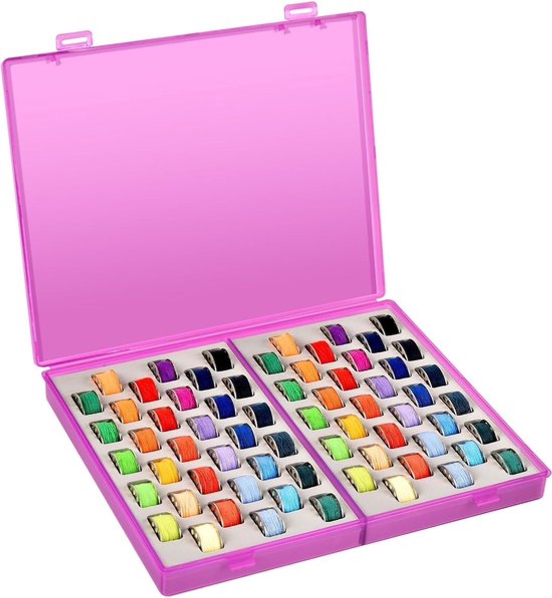 SnelShoppen - Bobbin Holder Case - 66 Pcs Spoelhouder Naaispoelen Organizer - Doorzichtig, Paars, Geschikt voor Diverse Naai- en Borduurmachines