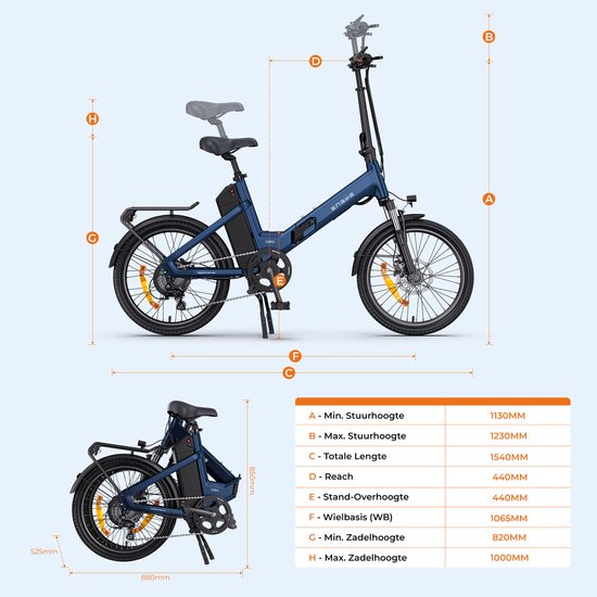 ENGWE O20 Vouwbare Elektrische Fiets 26kg Lichtgewicht Frame, Bereik tot 140km, Boost-modus, Gevoelige hydraulische schijfremmen en 4A snellader, Paarse Stad E-bike — afbeelding 4