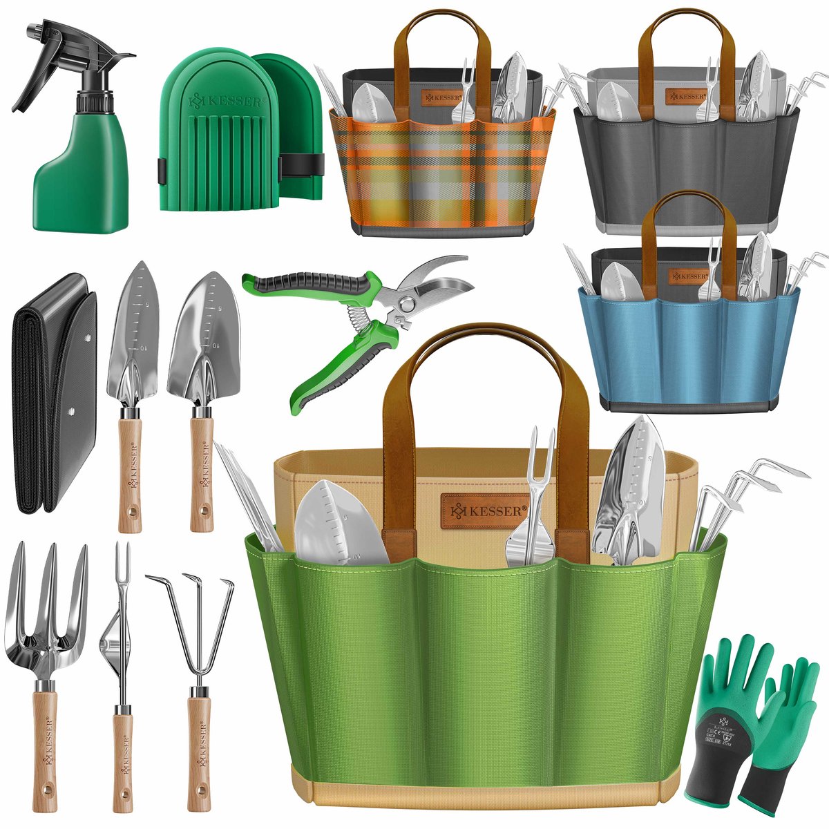 KESSER® 10-delige Tuinset met Ergonomische Handvatten en Tas