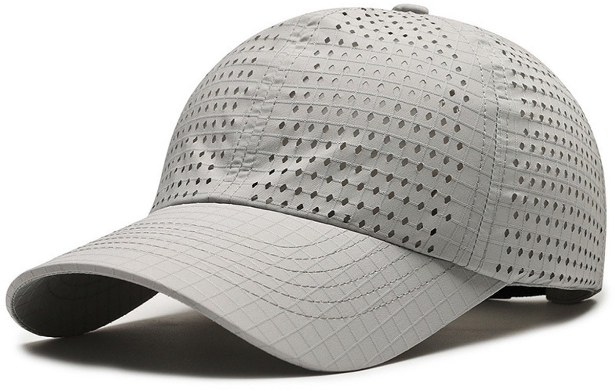 Zonnehoed - Baseballpet van mesh - Hoed - Zonbescherming - Unisex - Verstelbaar - Polyester - Geschikt voor dagelijks gebruik, sport, vissen, reizen, buitenactiviteiten en uitstapjes voor mannen en vrouwen - Lichtgrijs