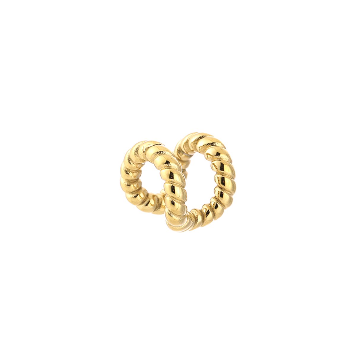 Stainless Steel Double Twisted Rope Earcuff – Luxe Dubbele Gedraaide Earcuff – RVS - Goud