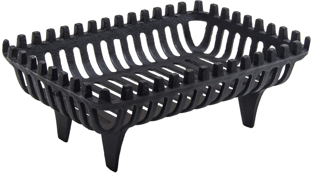 SnelShoppen - Grote Zwarte Gietijzeren Log Basket voor Open Haard Hout Opslag - Zwaar en Duurzaam - Ideaal voor Thuis en Tuin