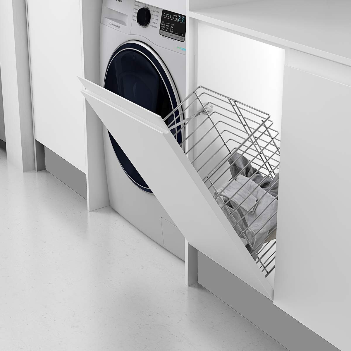SnelShoppen - Inklapbare Wasmand van Rooster voor Keuken of Badkamer - Deurbreedte 400 mm - Ruimtebesparend en Praktisch - Ideaal voor Thuisgebruik