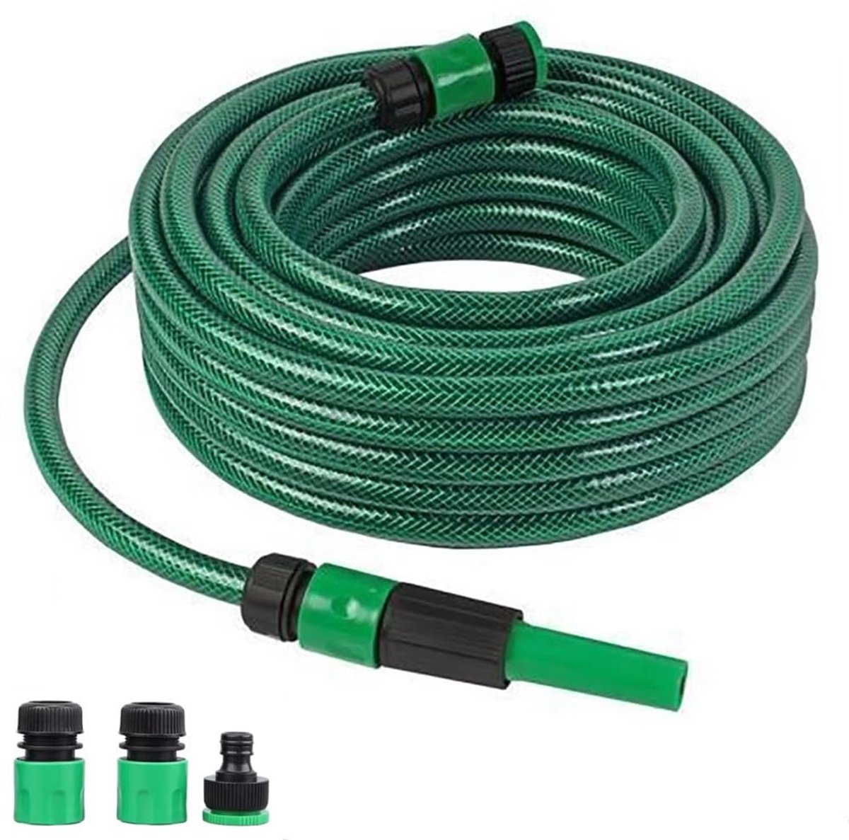 SnelShoppen - Yiting Tuinslang 5m/10m/15m/20m/30m/50m - Lichtgewicht Flexibele Slangpijp met Sproeikop en Aansluitfittingen voor Tuin, Buiten, Erf, Ga