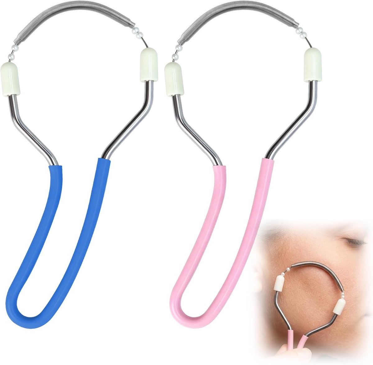 SnelShoppen - Facial Hair Remover 2 Stuks - Handmatige RVS Epilator voor Vrouwen - Voor Gezichtshaar Verwijderen - Geschikt voor Wangen, Voorhoofd, Bo