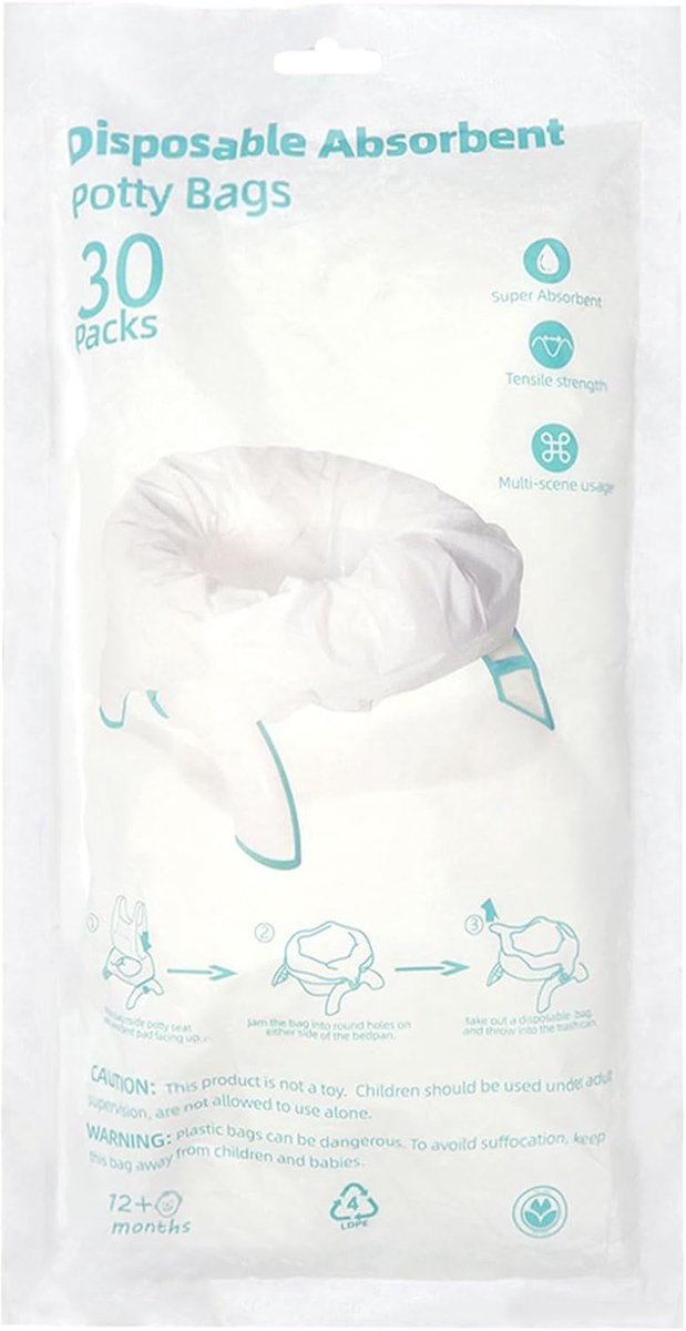 Baby Potty Bags 30pcs - Absorberende Pad - Duurzaam PE - Ideaal voor Potty Training - ShopVlot