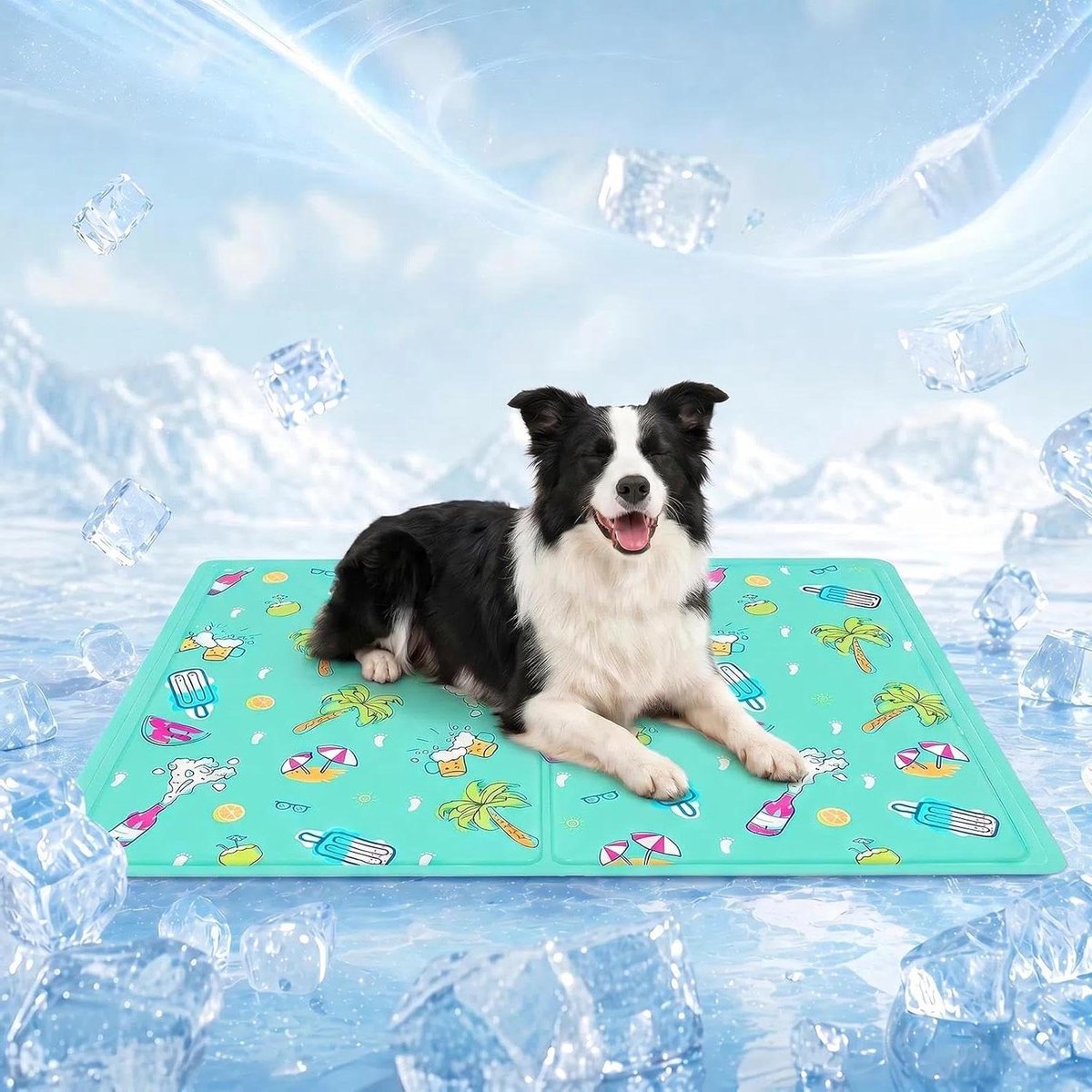 Koeldeken voor honden - Zelfkoelende mat - Hitte vermijden - Drukgeactiveerde gel - 50 x 60 cm - Groen