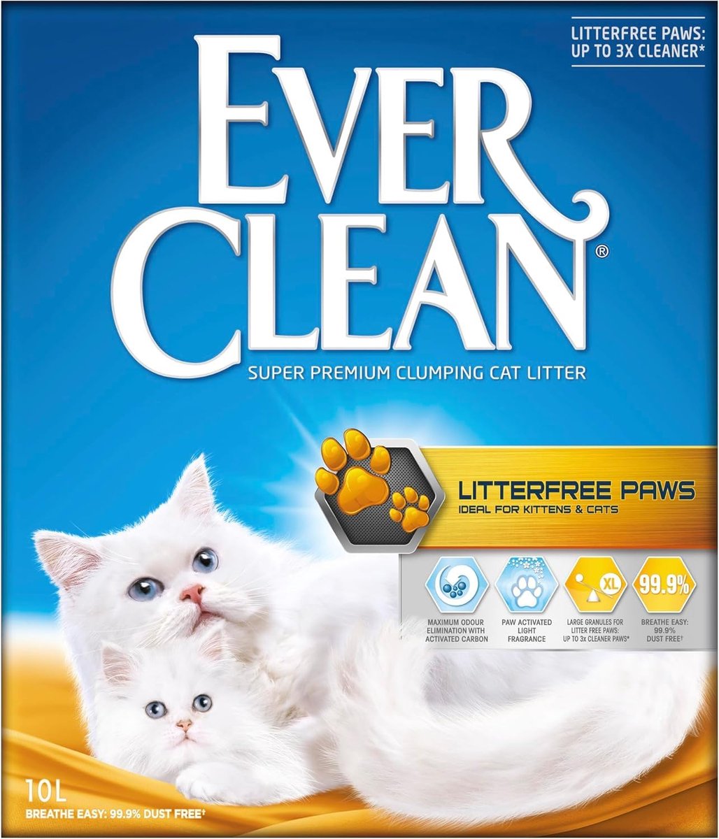 SnelShoppen - Ever Clean Litterfree Paws Geurende Kattenbakvulling, 10 Liter, Klonterend, Stofvrij, Voor Gezonde Pootjes, Perfect voor Binnen en Buite