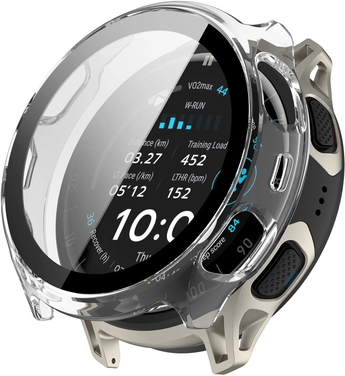 Strap-it hard case hoesje met glasplaat geschikt voor Amazfit Cheetah 2 Pro (transparant) – stevige beschermcase met geïntegreerde screen protector – optimale kras- en stootbescherming voor je smartwatch