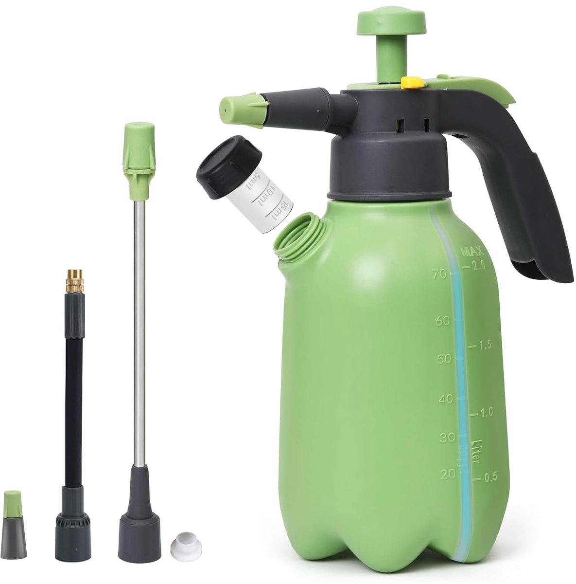 SnelShoppen - Premium Drukspuit 2 liter Pompspuitfles met Verstelbaar Mondstuk en Overdrukventiel - Ideaal voor Tuin, Auto en Huishoudelijk Gebruik -