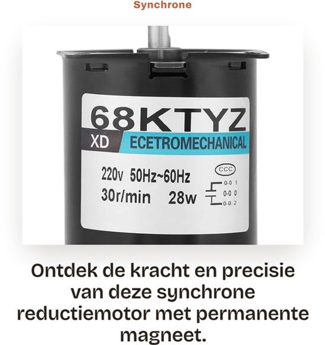 Synchrone Reductiemotor - Permanente Magneet - Betrouwbare werking - AC220V - 28W - Geschikt voor Automatisering - Voor Instrumenten en G...