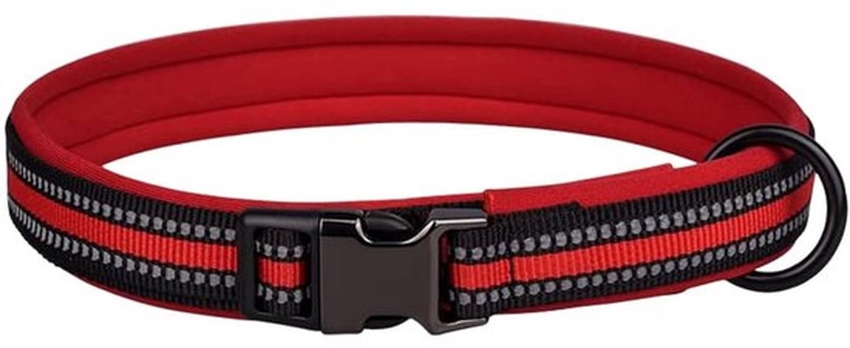 Halsband Reflecterend - Verstelbaar - Zacht Neopreen - Roestvrij Staal - Voor Kleine/Middelgrote/Grote Honden - Maat L (50-65cm) - Hondenhalsband