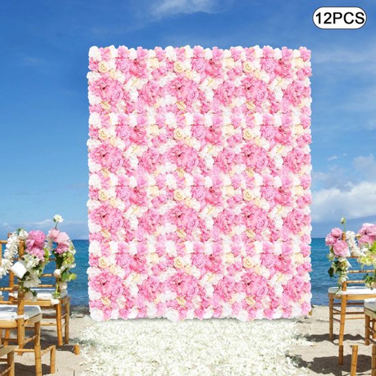 12 STKS 40x60cm Diep Roze Crème Geel Roos Panelen, Bloemenwand, Kunstmatige Bloemenwand, Z