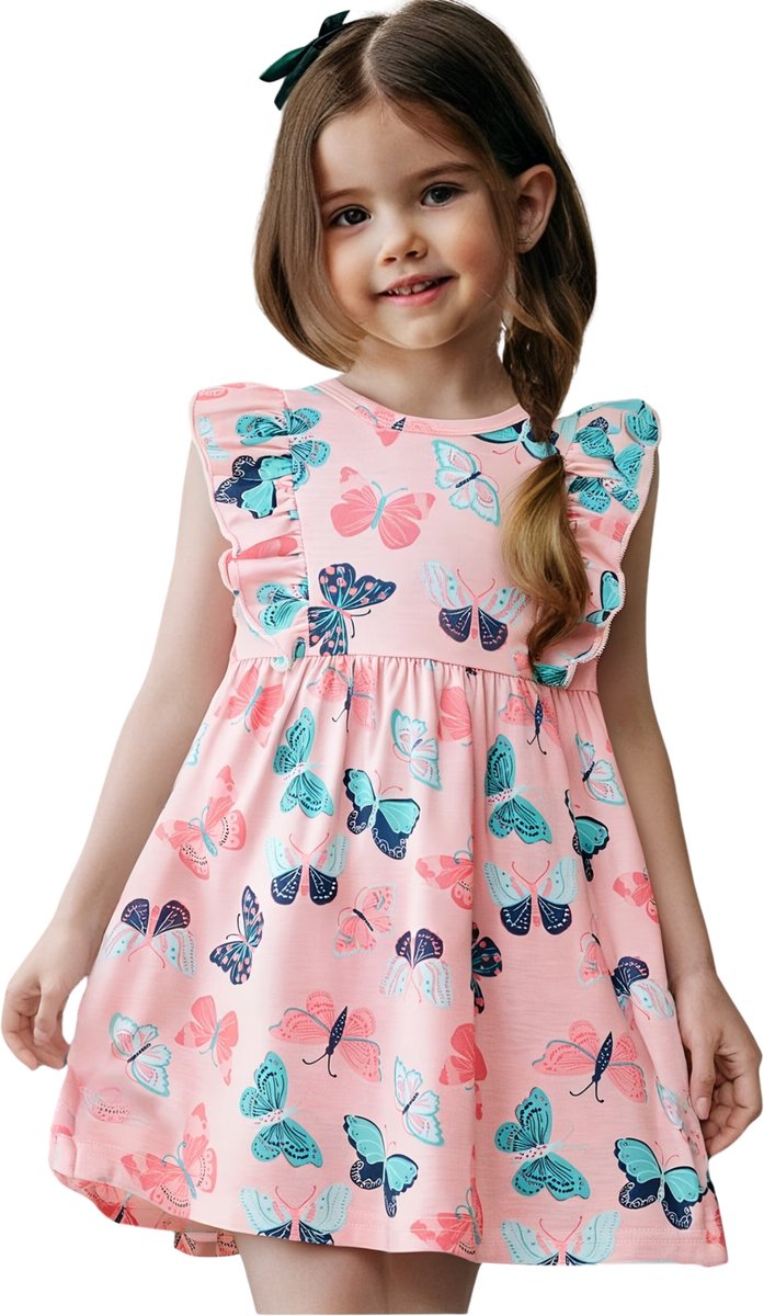 Currero Zomerjurk Meisjes Zomerjurken Kinderen Jurk Meisje Ibiza Stijl Sundress Kinderkleding 6 Jaar Roze