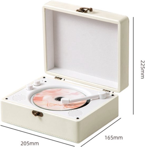 Oplaadbare leren cd-speler met luidspreker, Bluetooth-zender, ideaal als kerstcadeau, achtergrondmuziekspeler voor in huis, wit. van Merkloos — afbeelding 3