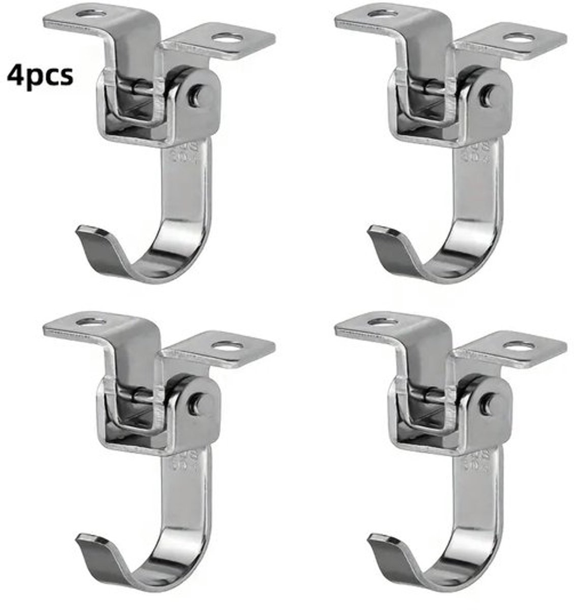 4 roestvrijstalen haken, draaibare haken, duurzaam en roestvrij, geschikt voor binnen- en buitengebruik en hangmatgebruik