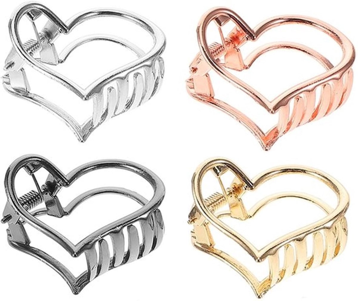 Haarclip Goud/Zilver/Roségoud - 4 Stuks - Decoratieve Haarspelden - Bruiloft/Feest - Geschikt voor Kort Haar - Legering - Haarklem