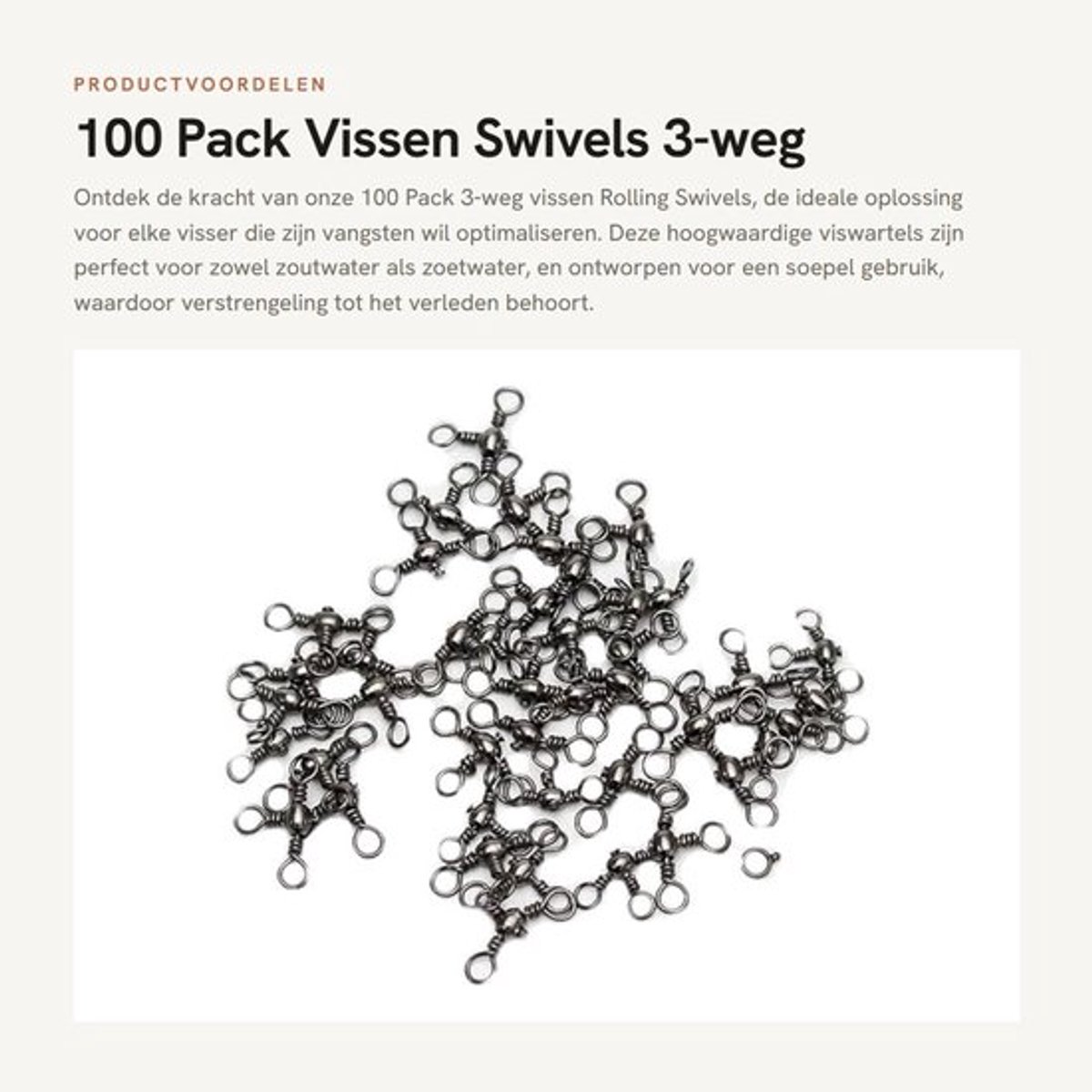 Vissen Swivels 100 Pack - 3-weg Draaibaar - Barrel Swivels - Connector Ringen - Roestvrij Staal - Duurzaam en Corrosiebestendig - Visconnector