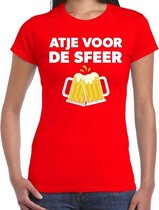 Atje voor de sfeer feest t-shirt rood voor dames - kroeg / feestje shirt maat L