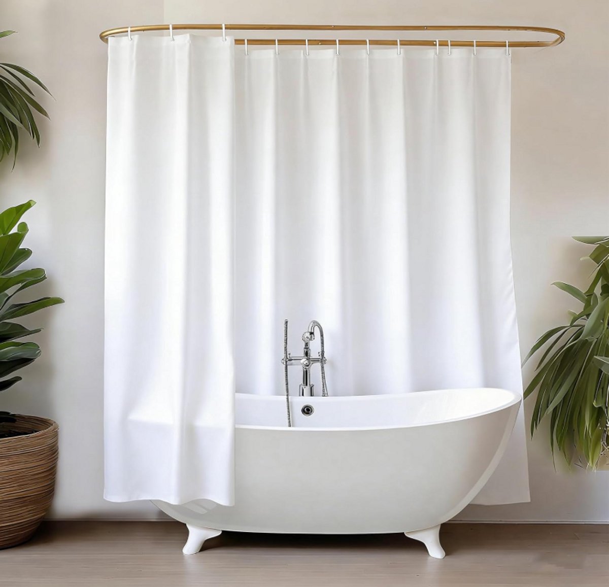 Douchegordijn extra lang 180 cm x 240 cm waterdicht schimmelwerend met magneet badkamer wit
